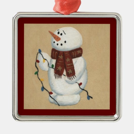 Snowman met licht versierend metalen ornament (Voorkant)