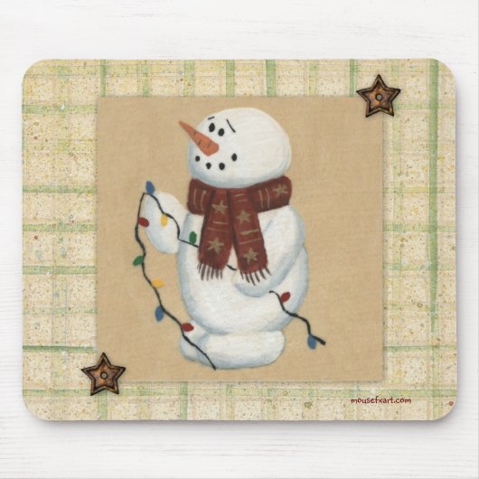 Snowman met lichtmousepad muismat (Voorkant)