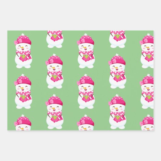 Snowman met Matching Back Inpakpapier Vel (Voorkant 3)