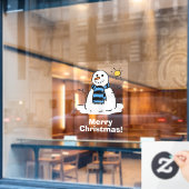 Snowman met Merry Kerstmis Cling Raamsticker (Cafe Raam)