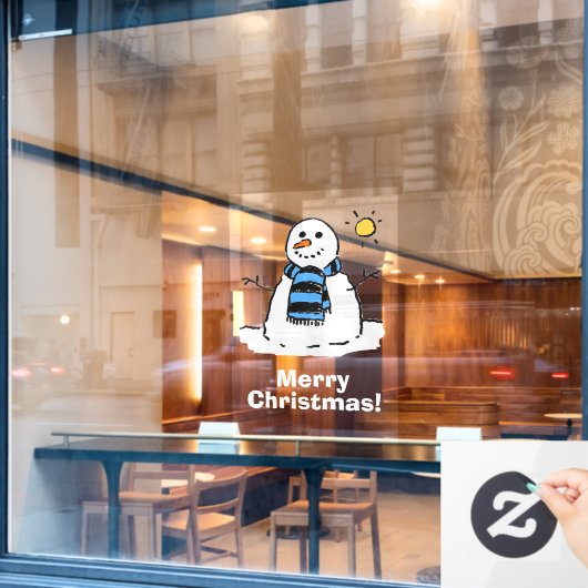 Snowman met Merry Kerstmis Cling Raamsticker (Cafe Raam)
