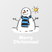 Snowman met Merry Kerstmis Cling Raamsticker (Vel)
