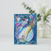 SNOWMAN MET OWL BRIEFKAART (Staand voorkant)