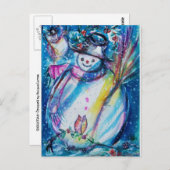 SNOWMAN MET OWL BRIEFKAART (Voorkant / Achterkant)