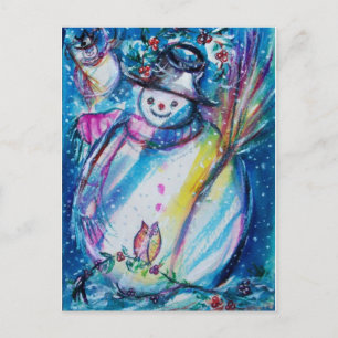 SNOWMAN MET OWL BRIEFKAART