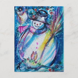 SNOWMAN MET OWL BRIEFKAART