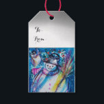 SNOWMAN MET OWL/CHRISTMAS NACHT CADEAULABEL<br><div class="desc">Colorful , whimsical and grappig acrylverf door Bulgan Lumini (c).Snowy Winter night with snowman, kersttree, toys, cat, owl, puppets, sierental planten and holly berries in levendige geel, blauw, groen, rood, wit roze, kleuren.</div>