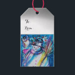 SNOWMAN MET OWL/CHRISTMAS NACHT CADEAULABEL<br><div class="desc">Colorful , whimsical and grappig acrylverf door Bulgan Lumini (c).Snowy Winter night with snowman, kersttree, toys, cat, owl, puppets, sierental planten and holly berries in levendige geel, blauw, groen, rood, wit roze, kleuren.</div>
