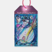 SNOWMAN MET OWL / CHRISTMAS NACHT, Roze Cadeaulabel (Achterkant)