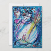 SNOWMAN MET OWL, Eve Party Ice Metallic New Year Kaart (Voorkant)