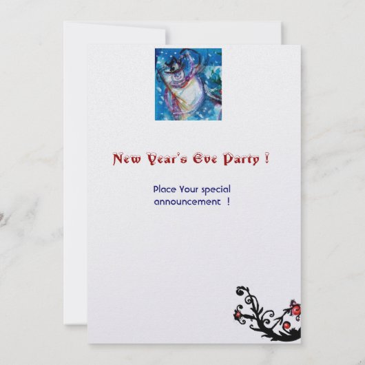 SNOWMAN MET OWL, Eve Party Ice Metallic New Year Kaart (Achterkant)