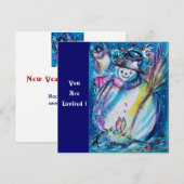 SNOWMAN MET OWL, Eve Party (nieuwjaarsfeest) Kaart (Voorkant / Achterkant)