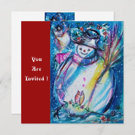 SNOWMAN MET OWL, Eve Party (nieuwjaarsfeest) Kaart (Voorkant / Achterkant)