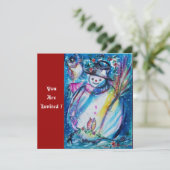 SNOWMAN MET OWL, Eve Party (nieuwjaarsfeest) Kaart (Staand voorkant)