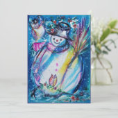 SNOWMAN MET OWL, Eve Party (nieuwjaarsfeest) Kaart (Staand voorkant)