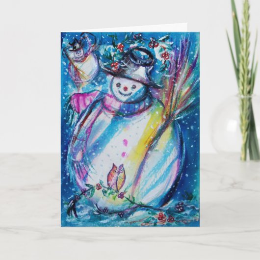 SNOWMAN MET OWL FEESTDAGEN KAART (Voorkant)