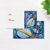 SNOWMAN MET OWL, gift label Visitekaartje (Bureau)
