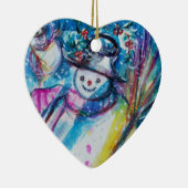 SNOWMAN MET OWL Heart Keramisch Ornament (Rechts)