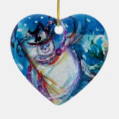 SNOWMAN MET OWL Heart Keramisch Ornament (Achterkant)