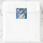 SNOWMAN MET OWL IN WINTERNACHT VIERKANTE STICKER (Tas)