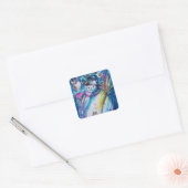 SNOWMAN MET OWL IN WINTERNACHT VIERKANTE STICKER (Envelop)