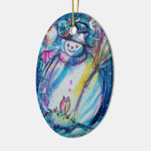 SNOWMAN MET OWL KERAMISCH ORNAMENT (Links)
