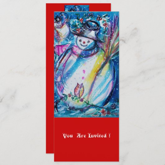 SNOWMAN MET OWL, kerstfeest Kaart (Voorkant / Achterkant)