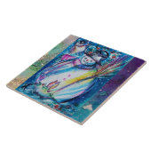 SNOWMAN MET OWL-Kerstmis Tegeltje (Zijkant)