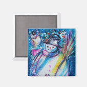 SNOWMAN MET OWL MAGNEET (Voorkant / Achterkant)