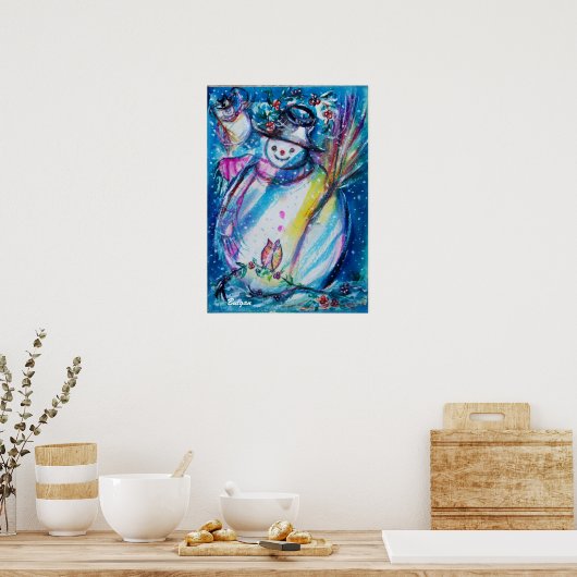 SNOWMAN MET OWL POSTER (Keuken)