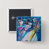 SNOWMAN MET OWL VIERKANTE BUTTON 5,1 CM (Voorkant /achterkant)