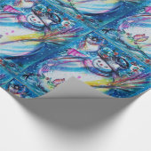 SNOWMAN MET OWL WINTER HOLIDAY GREETTES CADEAUPAPIER (Hoek)