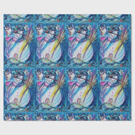 SNOWMAN MET OWL WINTER HOLIDAY GREETTES CADEAUPAPIER (Vlak)