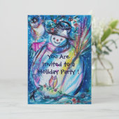 SNOWMAN MET OWL WINTER HOLIDAY PARTY KAART (Staand voorkant)