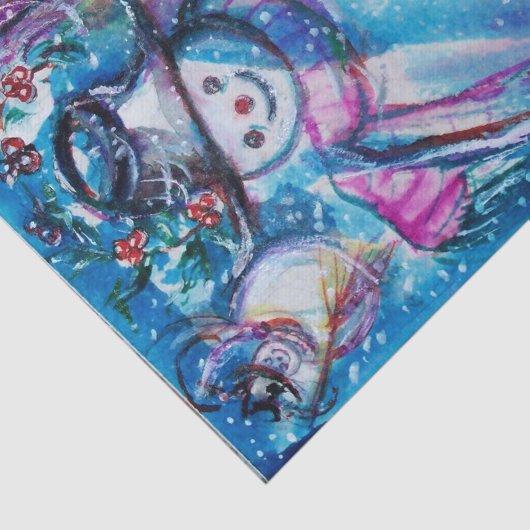 SNOWMAN MET OWL,Winterseizoen,Kerstmis Tissuepapier (Detail)