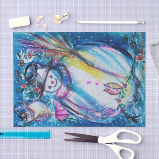 SNOWMAN MET OWL,Winterseizoen,Kerstmis Tissuepapier (Craft)