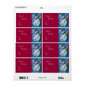 SNOWMAN MET OWL, wit blauw rood Etiket (Full Sheet)