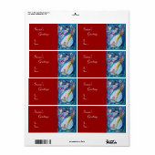 SNOWMAN MET OWL, wit blauw rood Etiket (Full Sheet)