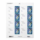 SNOWMAN MET OWL, wit blauw rood Etiket (Full Sheet)