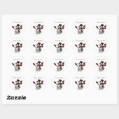 Snowman met pet en handschoenen ronde sticker (Vel)
