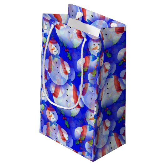 Snowman met Pet en karf Klein Cadeauzakje (Achterkant Gekanteld)