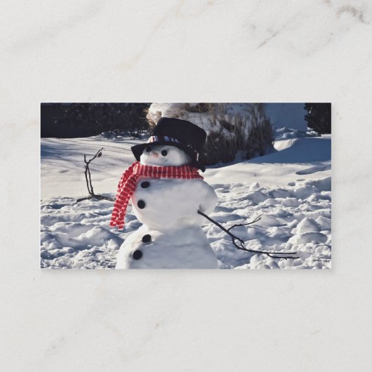 Snowman met Pet en karf Visitekaartje (Achterkant)