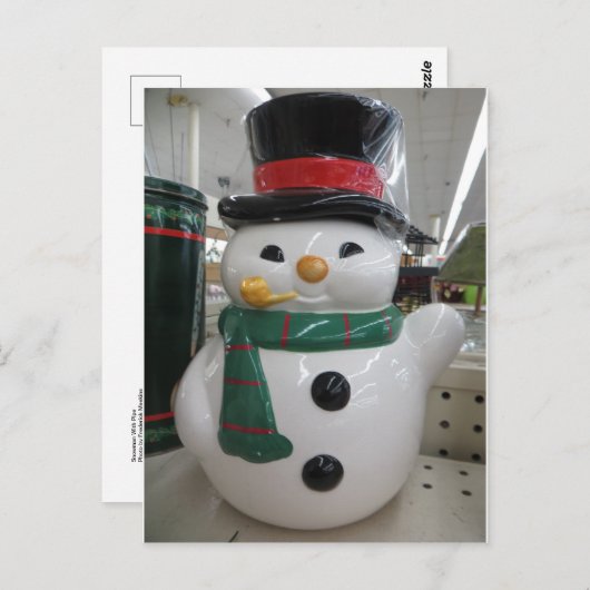 Snowman met pijp briefkaart (Voorkant / Achterkant)