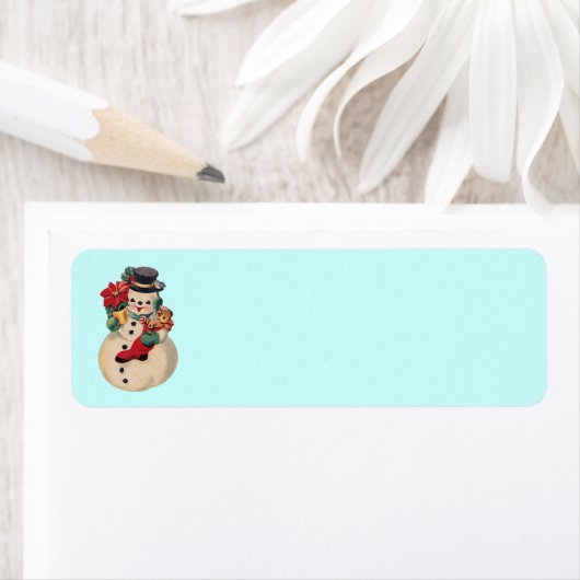  Snowman met Poinsettia Etiket (Insitu)