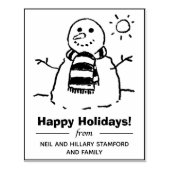 Snowman met Prettige feestdagen Boodschap! Rubber  Rubberstempel (Afrduk)