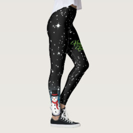 Snowman met Prettige feestdagen tekst in het groen Leggings