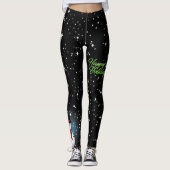 Snowman met Prettige feestdagen tekst in het groen Leggings (Voorkant)