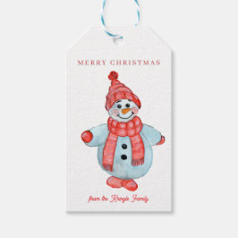 Snowman met prettige kerst cadeaulabel