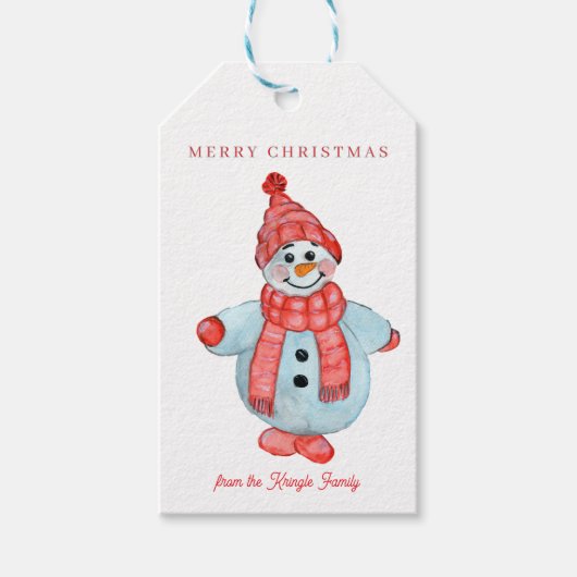 Snowman met prettige kerst cadeaulabel (Voorkant)