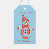 Snowman met prettige kerst cadeaulabel (Voorkant)